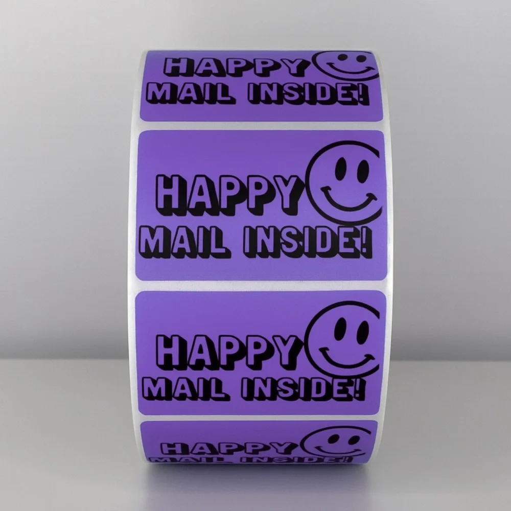 Happy Mail Inside Stickers | Smiley Face Labels for Cute Packaging & Shipping
